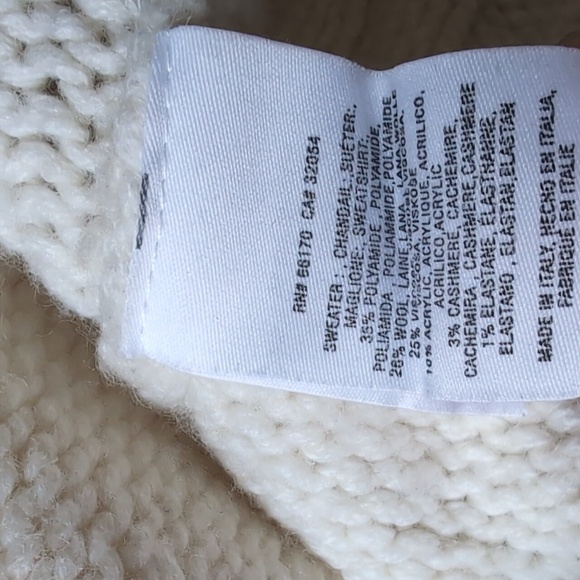 Anthropologie Cashmere Wool Cream Sweater, Size XS, made in Italy - Picture 4 of 4